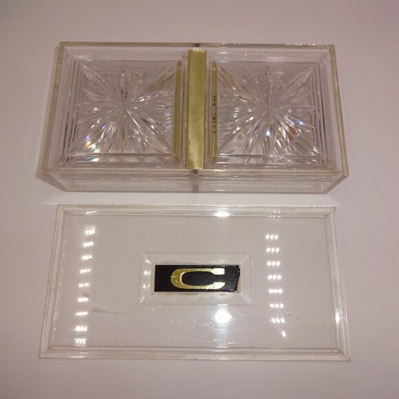 Set of 8 Vintage Colony Clear Starburst Duracite Coasters with Case Dek O - Picture 2 of 9